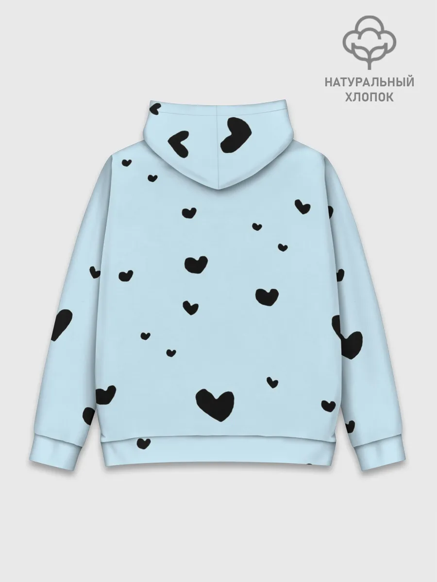 Худи мужской база хлопок / Танджиро Камадо черные сердечки