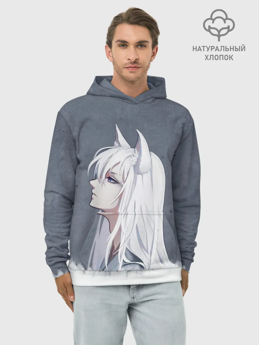 Худи мужской база хлопок / Демон-лис Томоэ