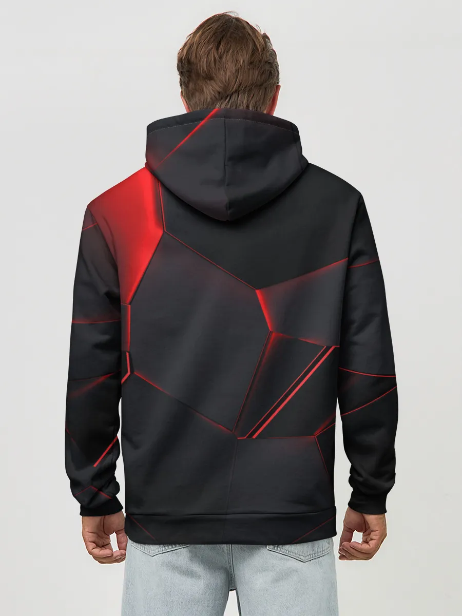 Худи мужской база хлопок / Красные плиты 3D