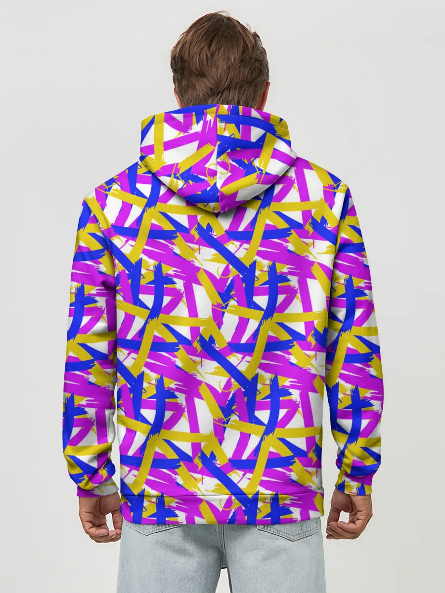 Худи мужской база хлопок / абстракция из ярких полос