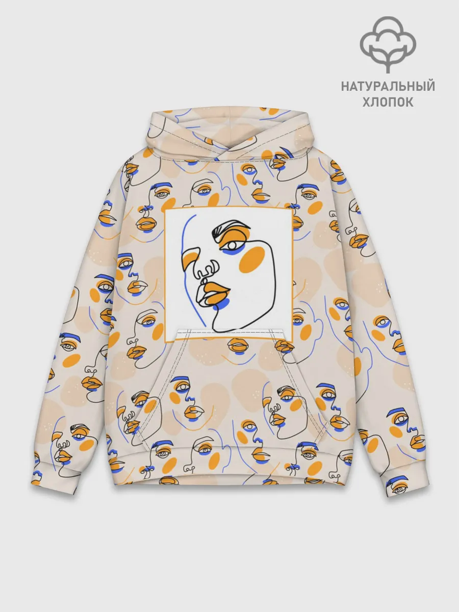 Худи мужской база хлопок / Лица в графике