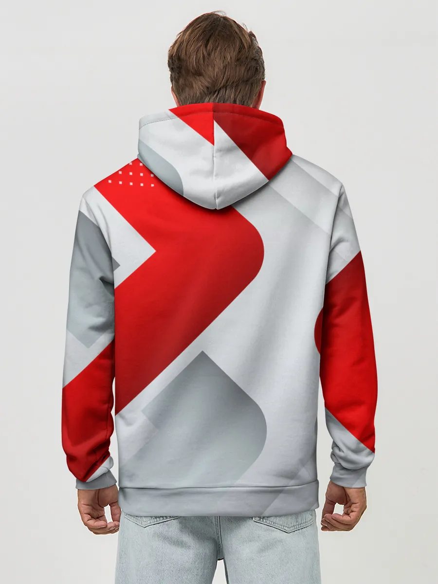 Худи мужской база хлопок / 3D SPORT STYLE RED / WHITE