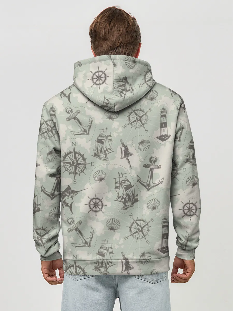 Худи мужской база хлопок / Морская карта