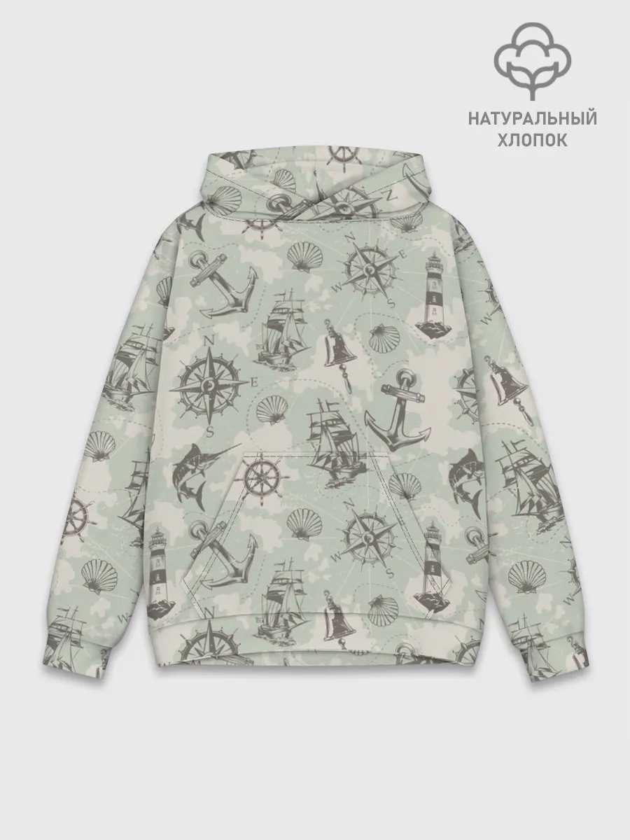 Худи мужской база хлопок / Морская карта