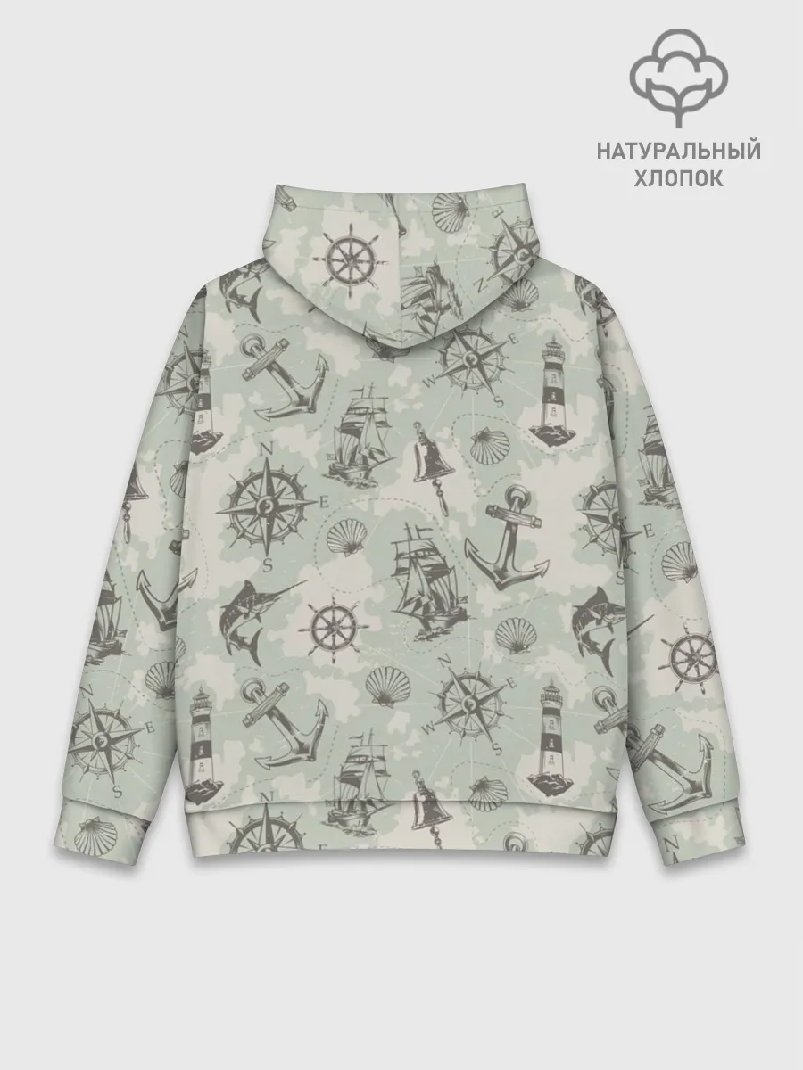 Худи мужской база хлопок / Морская карта