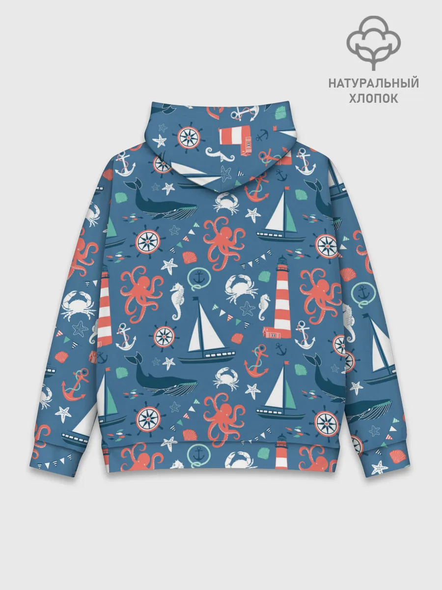 Худи мужской база хлопок / Морские жители