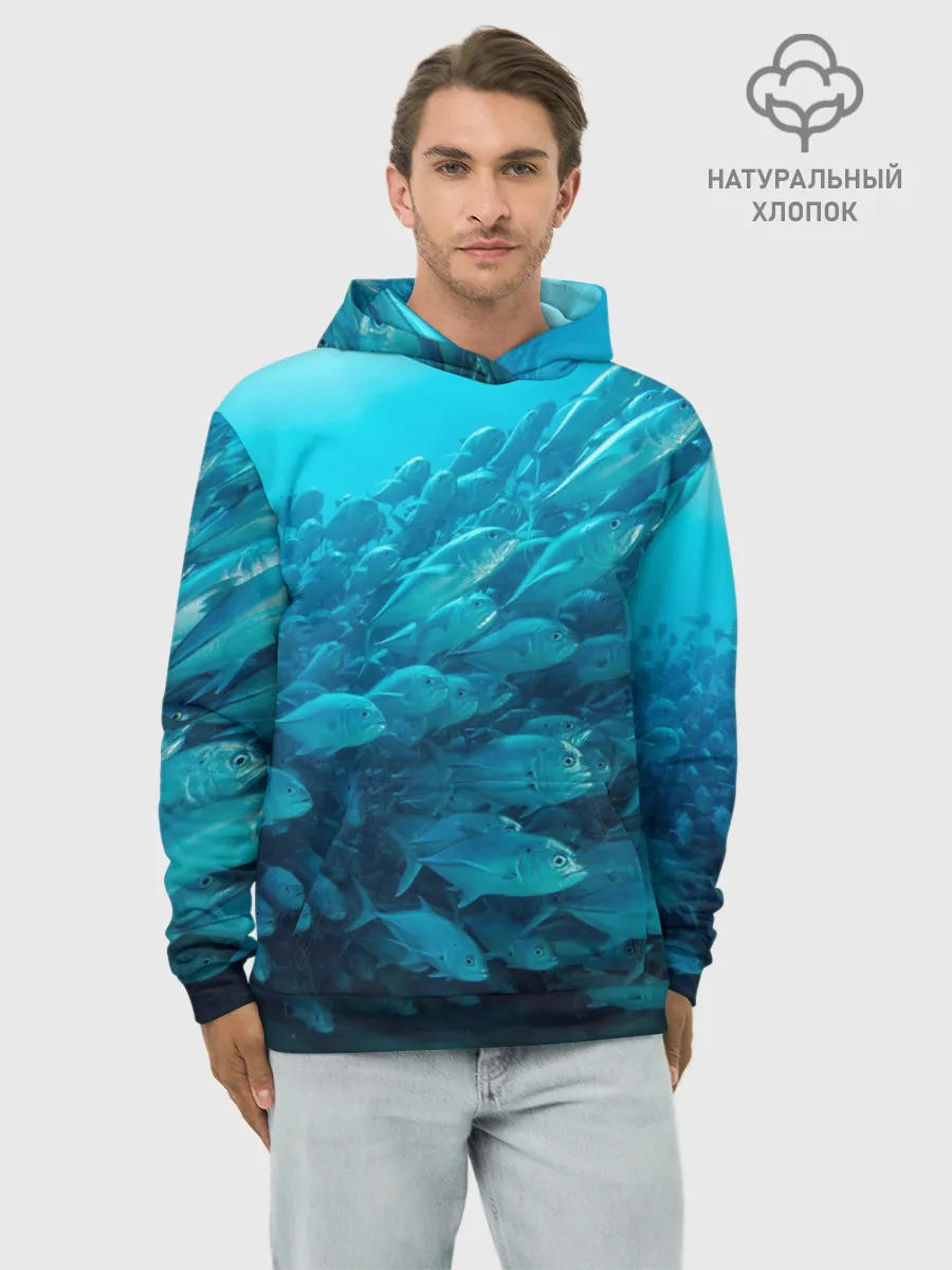 Худи мужской база хлопок / Морской мир