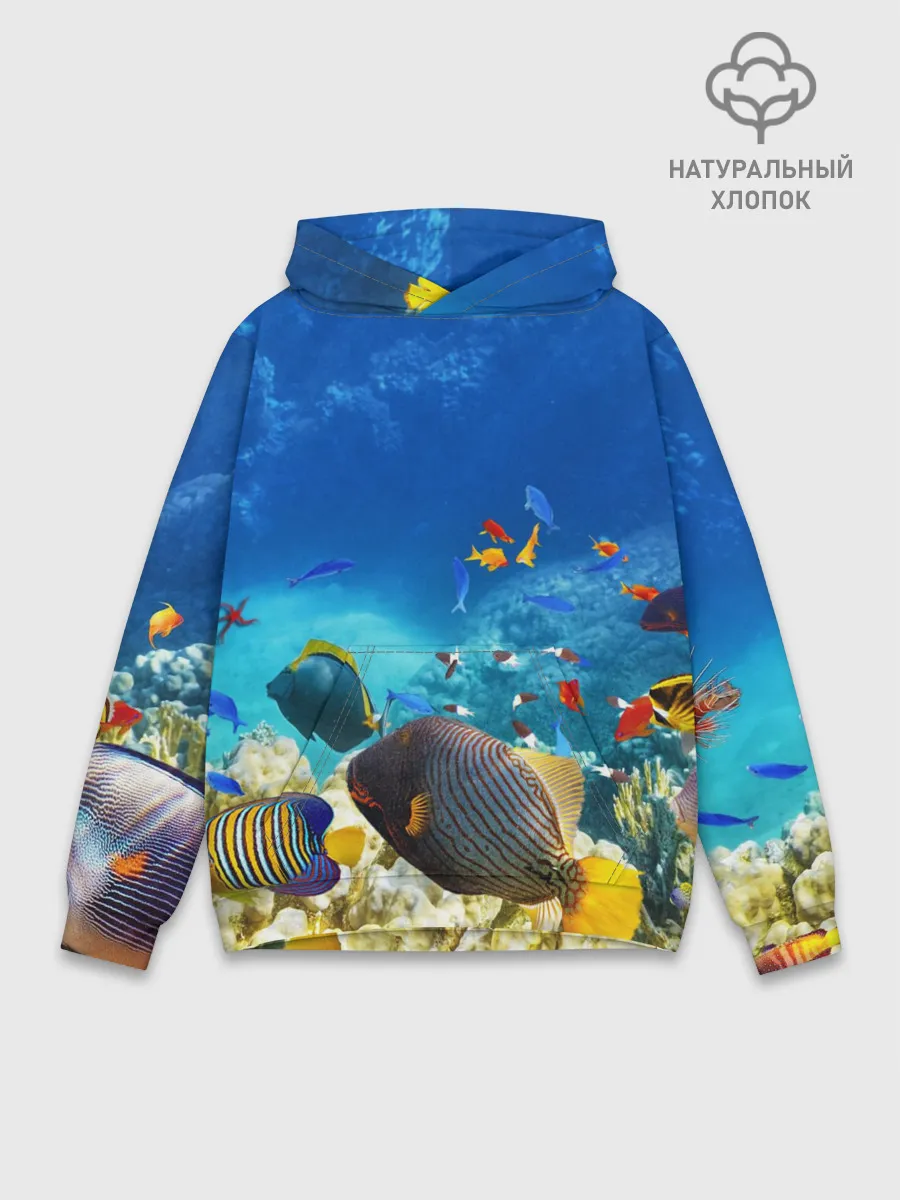 Худи мужской база хлопок / Морской мир