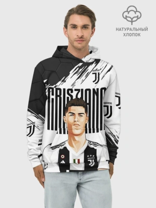 Худи мужской база хлопок / КРИШТИАНУ РОНАЛДУ / ЮВЕНТУС