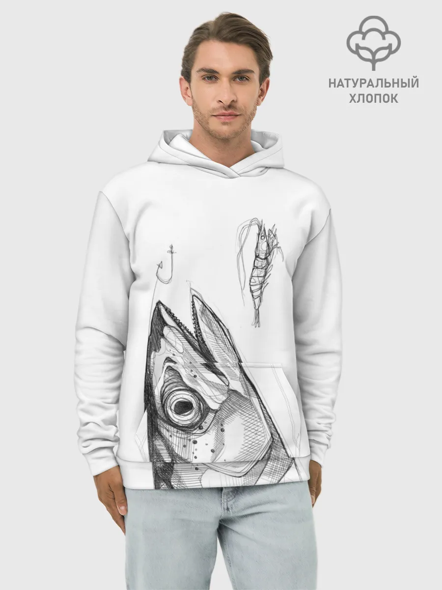 Худи мужской база хлопок / рыбка