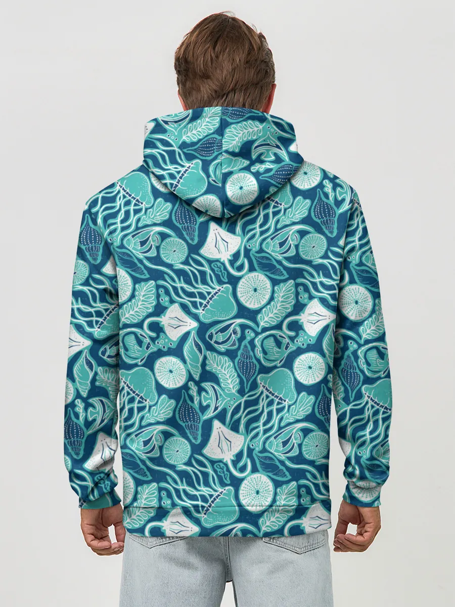 Худи мужской база хлопок / Скаты и медузы