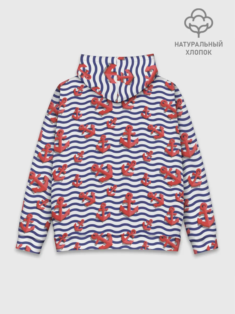Худи мужской база хлопок / Красные якоря