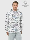 Худи мужской база хлопок / киты паттерн