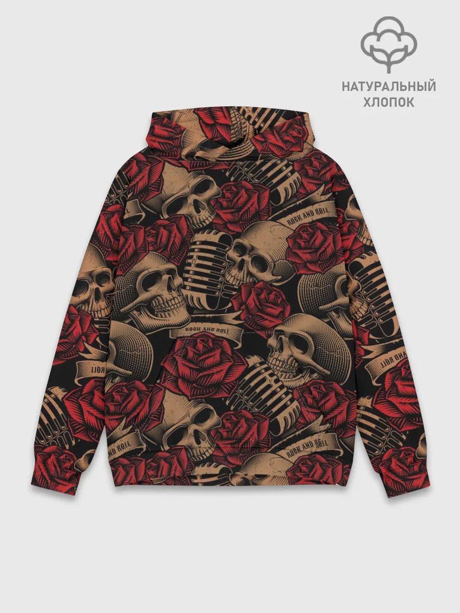 Худи мужской база хлопок / Черепа Рок-н-ролл