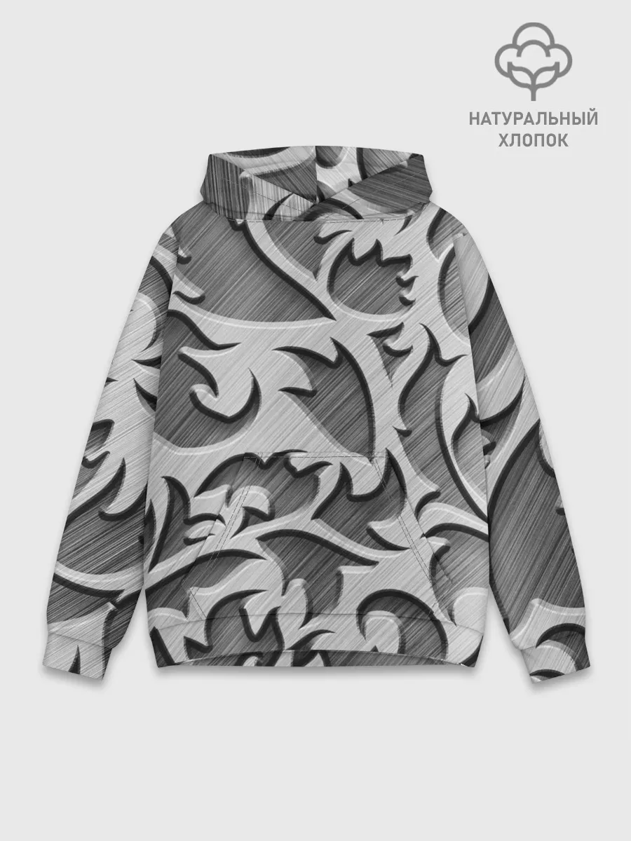 Худи мужской база хлопок / Монохромный узор