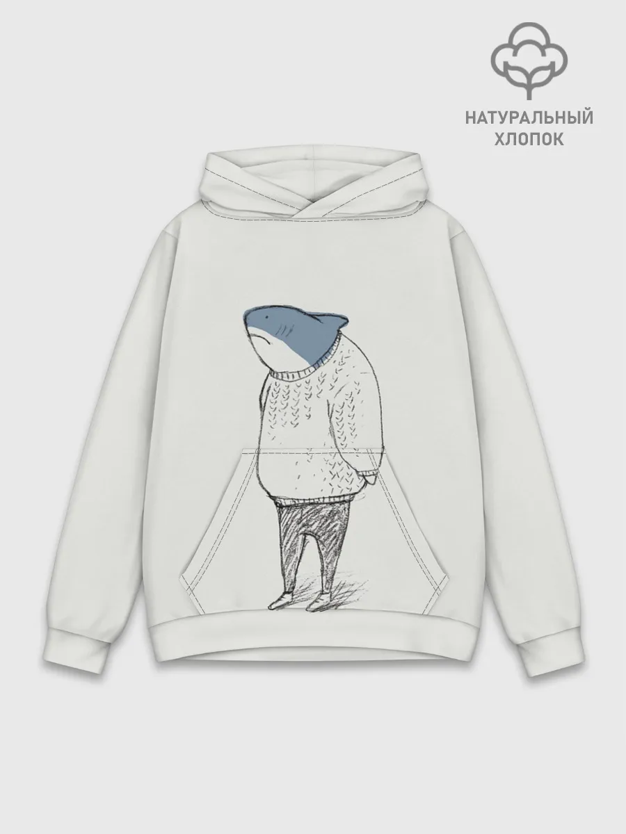 Худи мужской база хлопок / акула в свитере