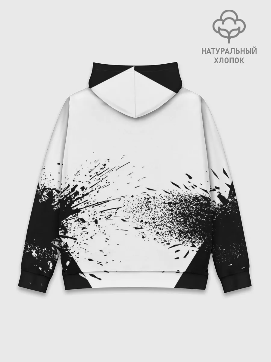 Худи мужской база хлопок / Чёрный клевер с иероглифами