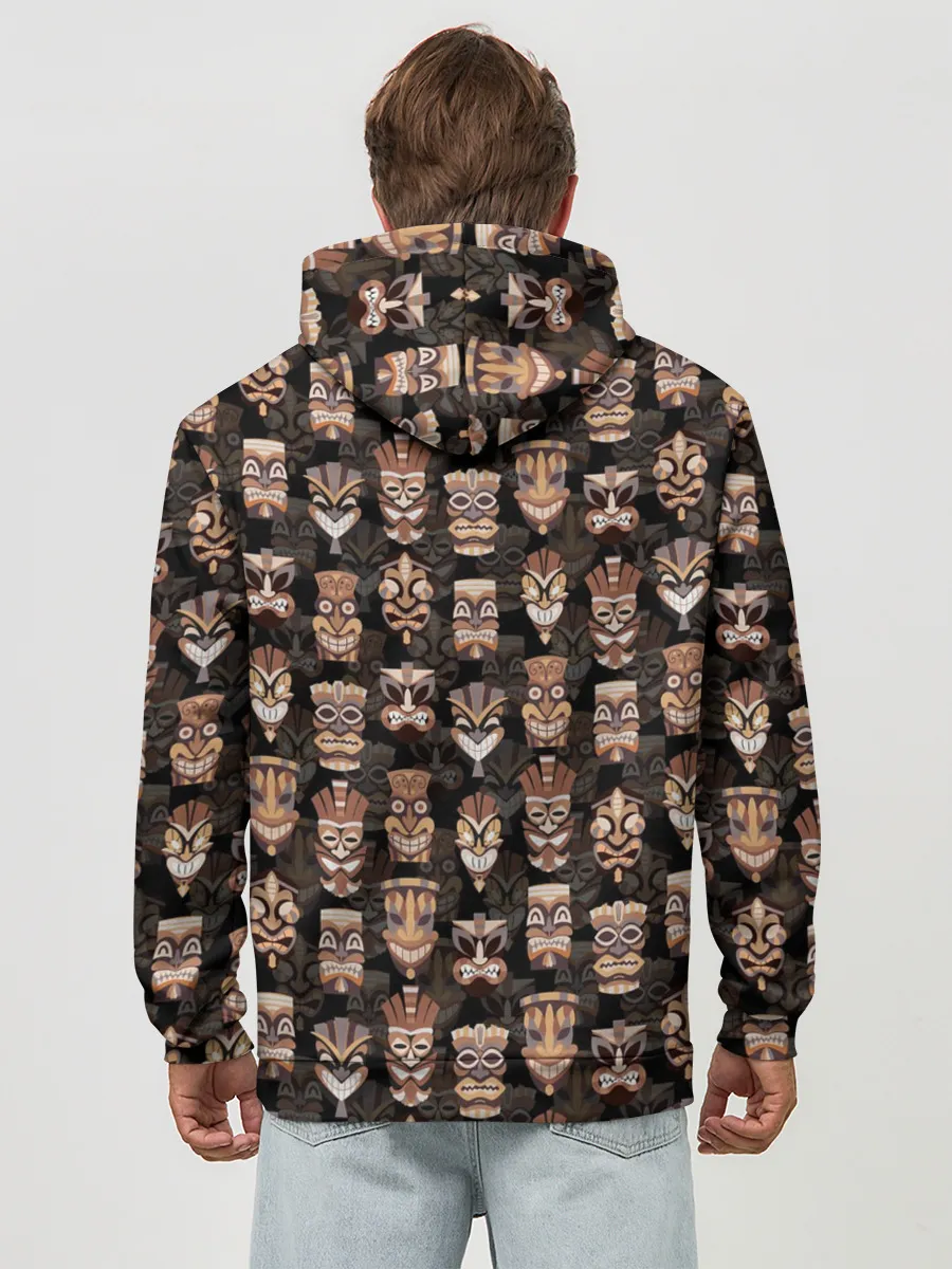 Худи мужской база хлопок / МАСКИ ТИКИ ГАВАЙИ ПАТТЕРН