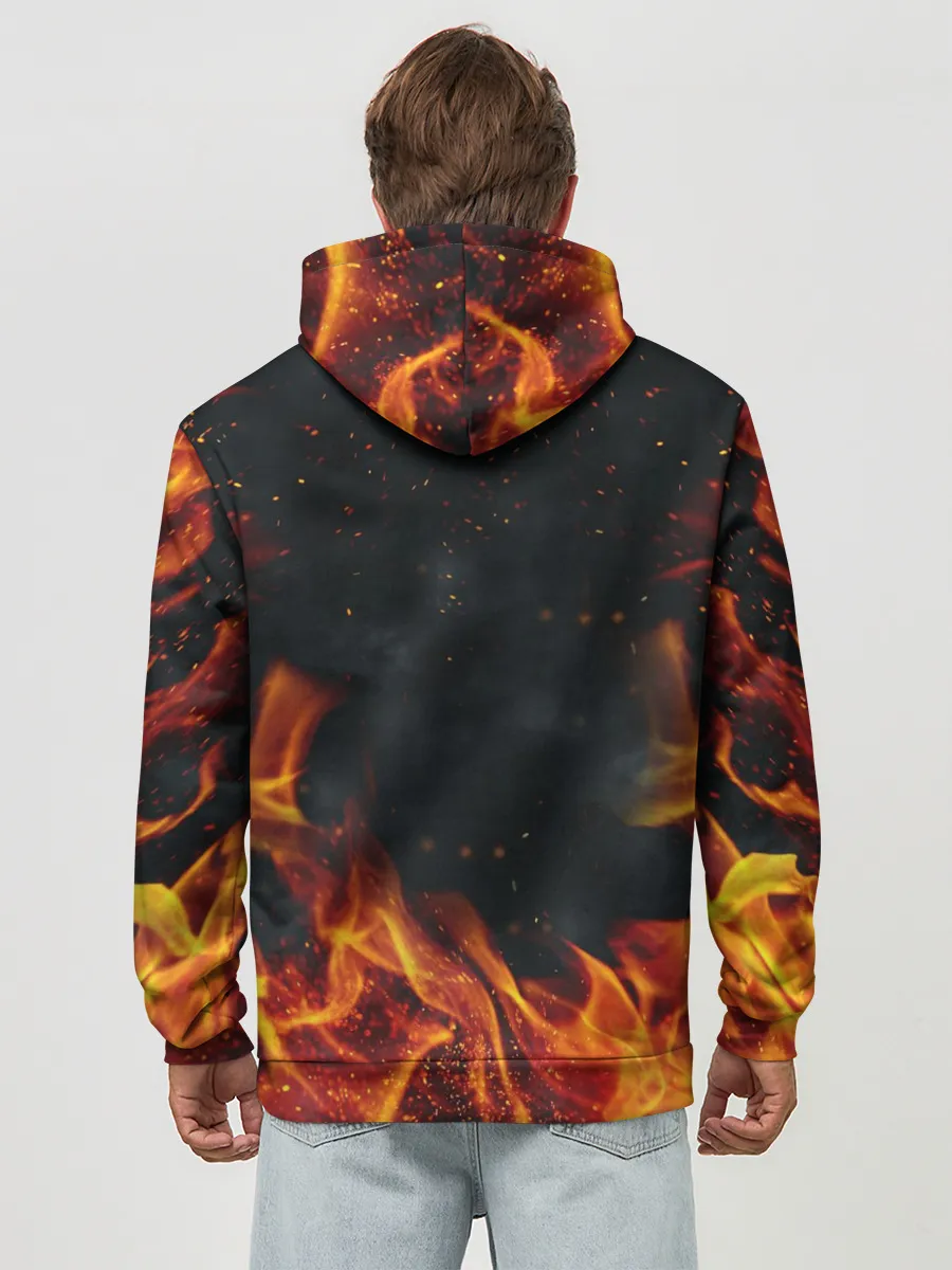 Худи мужской база хлопок / РОБЕРТ ЛЕВАНДОВСКИ / ОГОНЬ