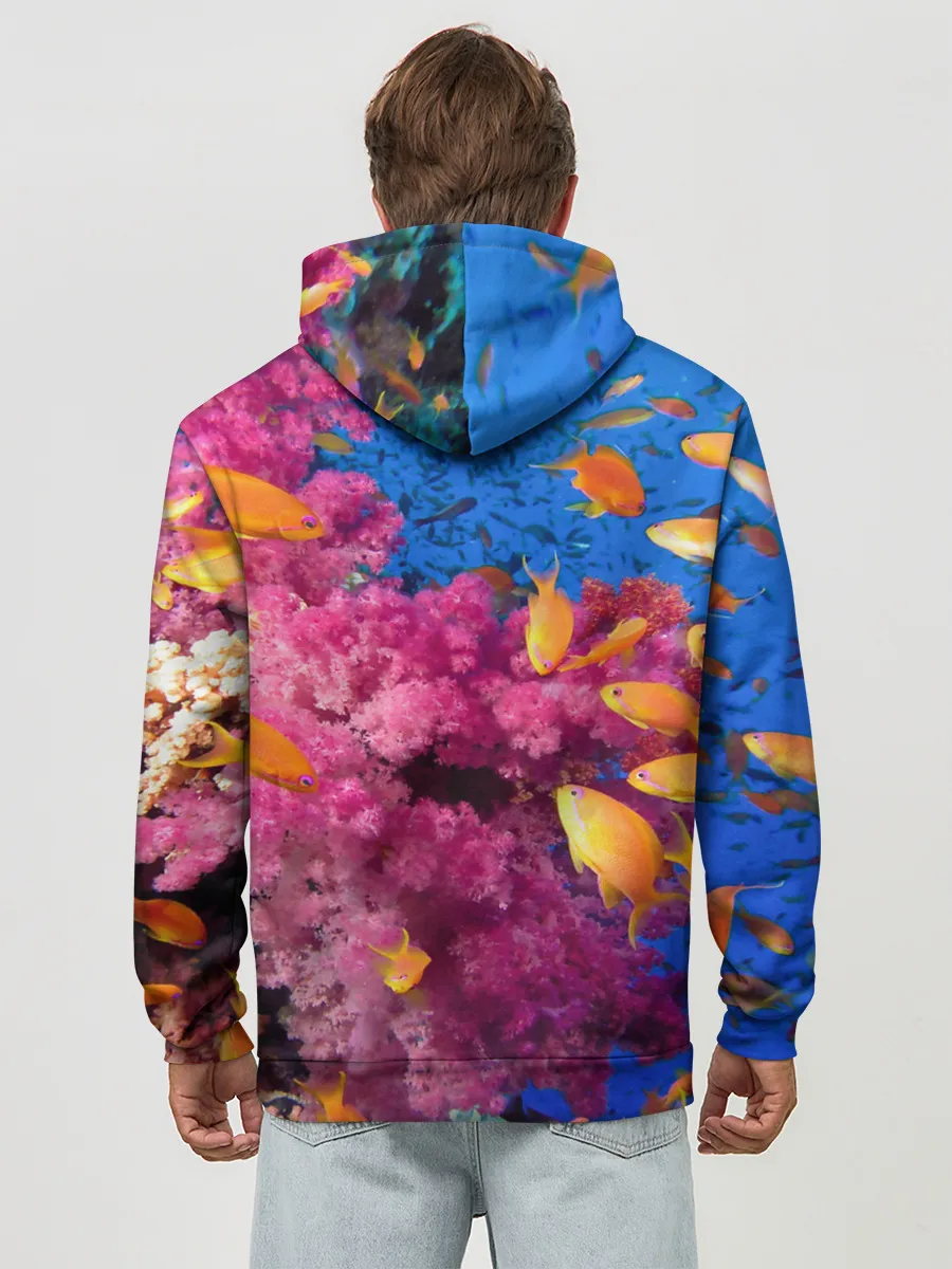 Худи мужской база хлопок / Коралловые рыбки