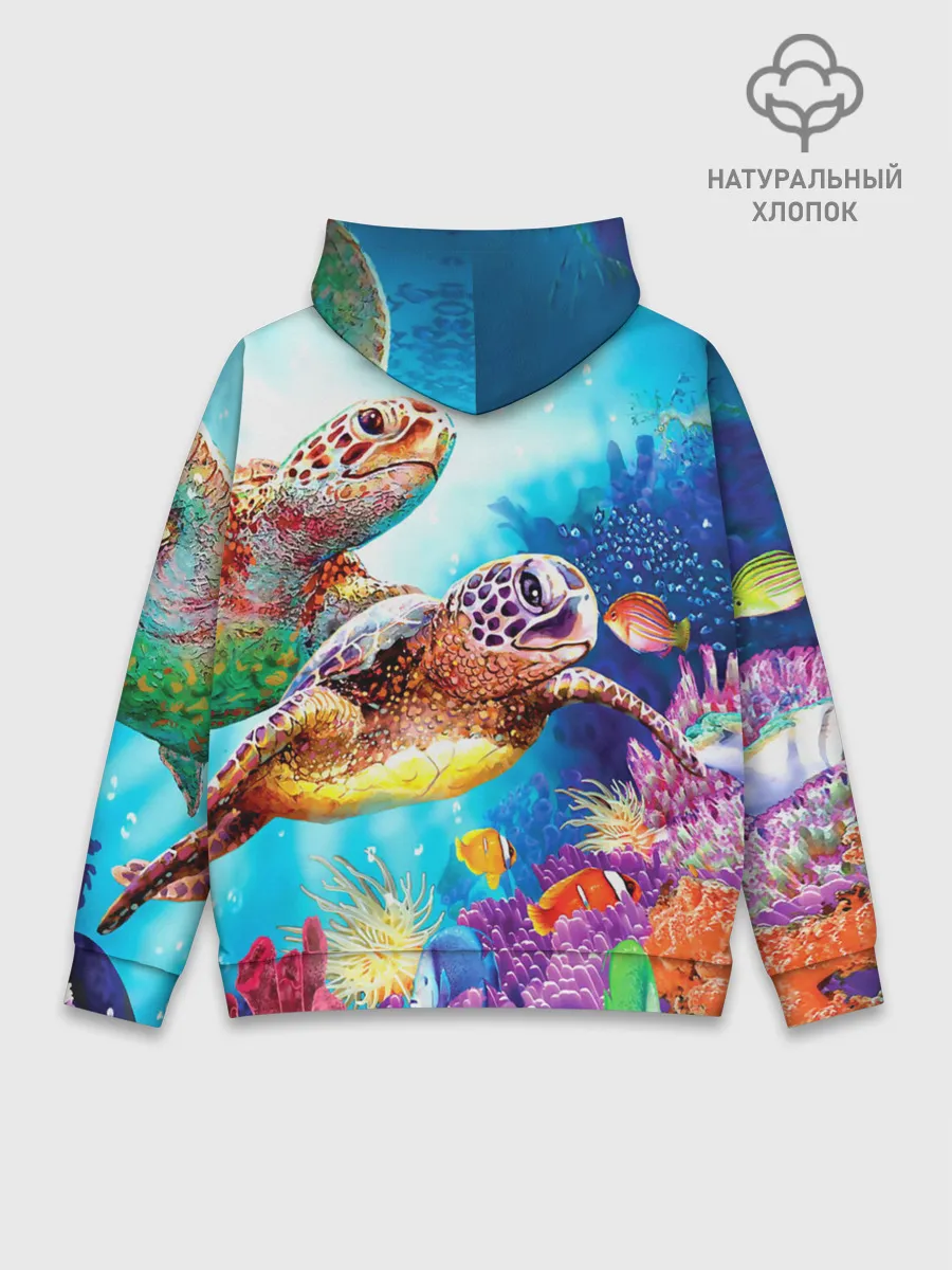 Худи мужской база хлопок / Морские черепахи