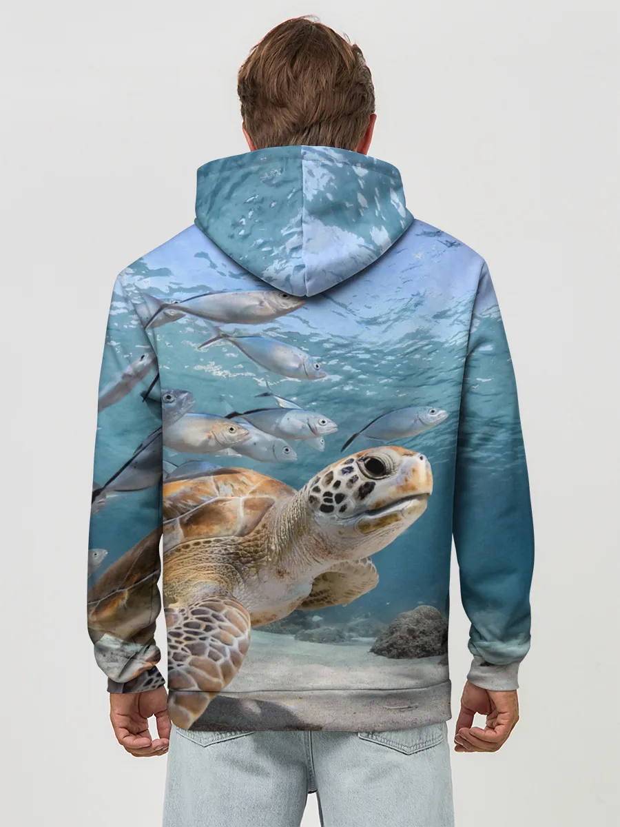 Худи мужской база хлопок / Морская черепаха