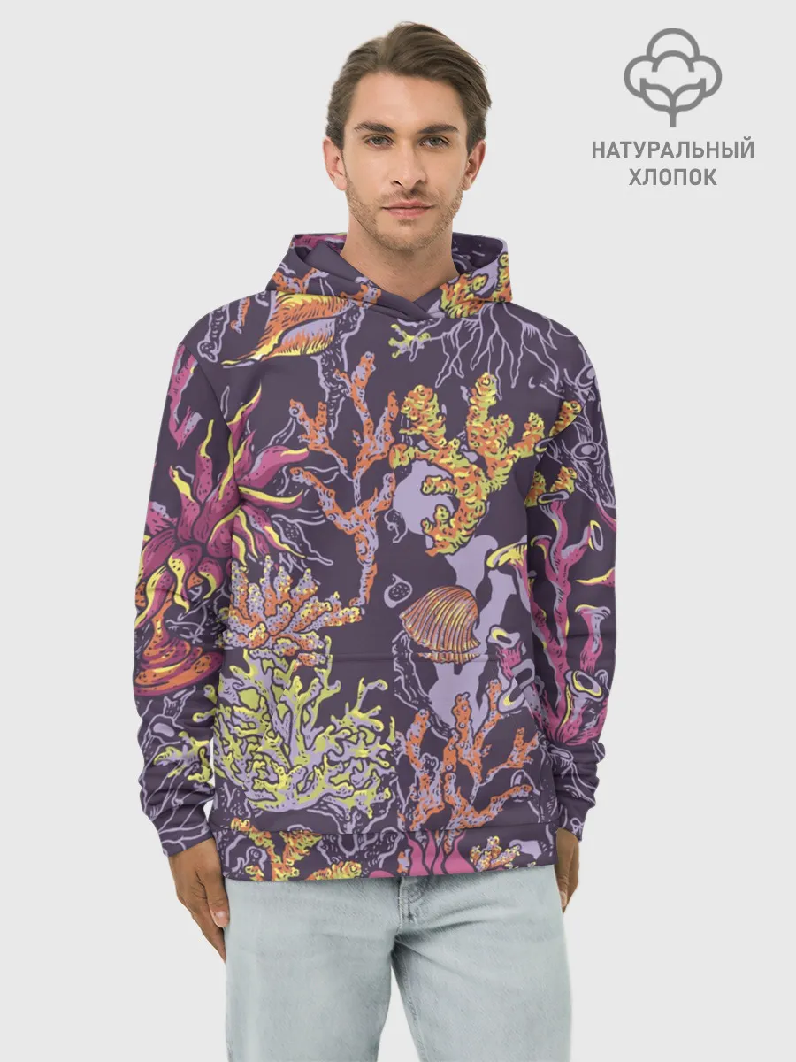 Худи мужской база хлопок / Кораллы