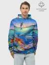 Худи мужской база хлопок / Киты и дельфины