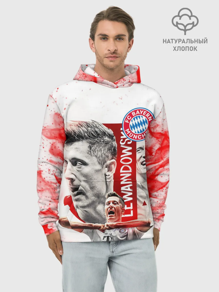 Худи мужской база хлопок / РОБЕРТ ЛЕВАНДОВСКИ / БАВАРИЯ