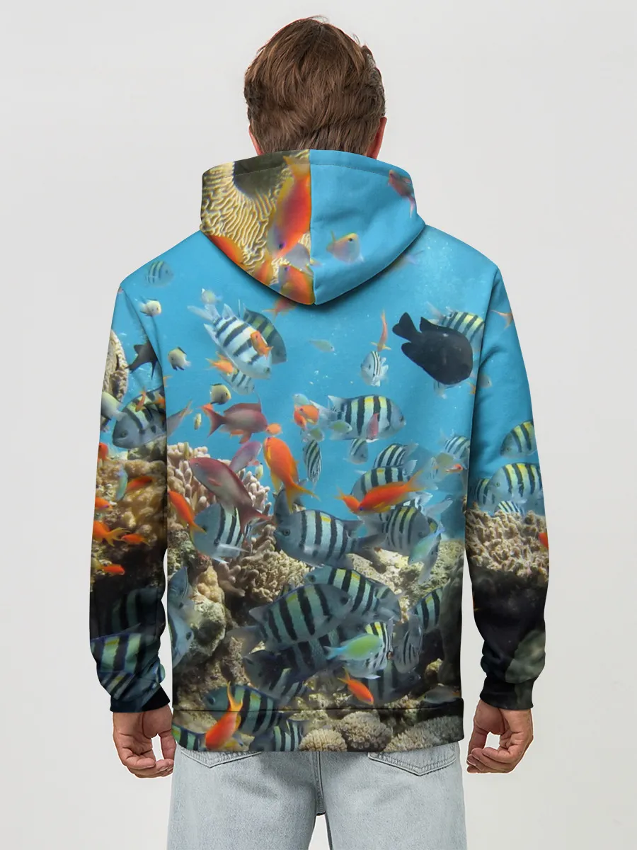 Худи мужской база хлопок / Коралловые рыбки