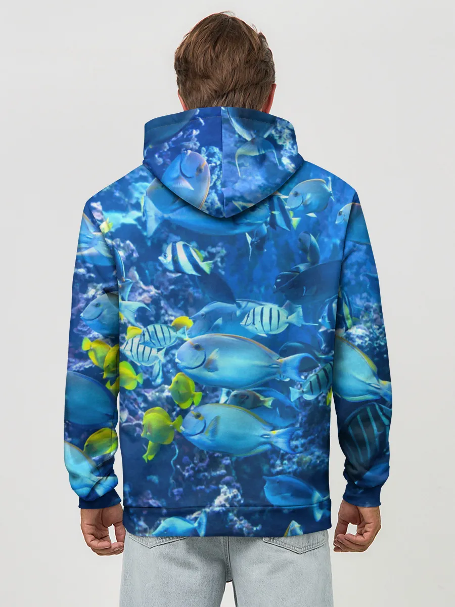 Худи мужской база хлопок / Коралловые рыбки