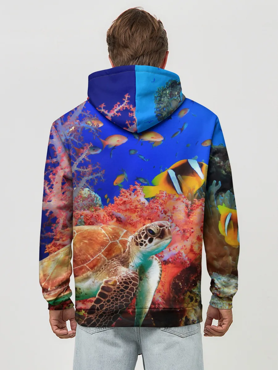 Худи мужской база хлопок / Морская черепаха