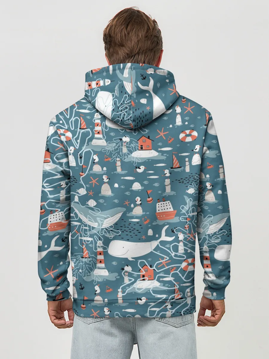 Худи мужской база хлопок / Море и его жители