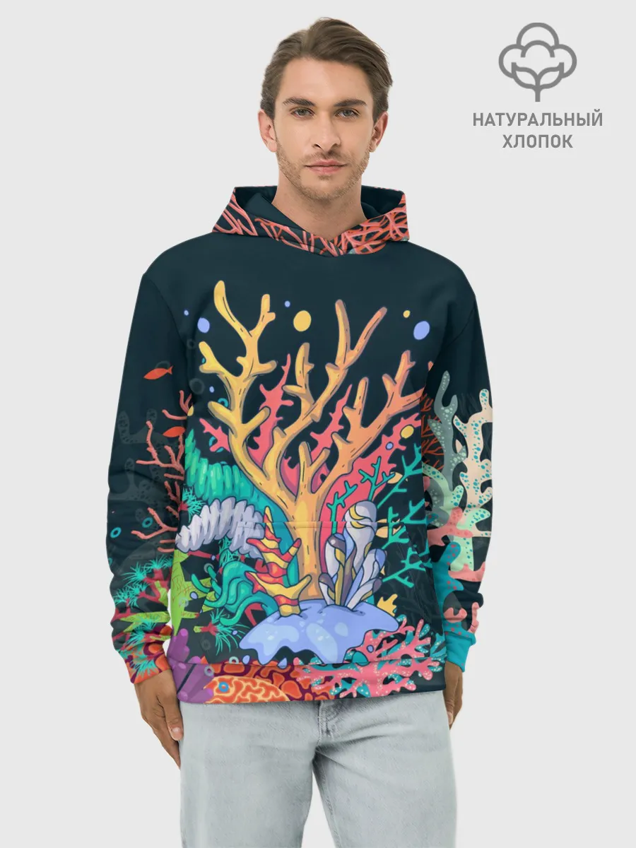 Худи мужской база хлопок / Морской пейзаж