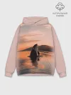 Худи мужской база хлопок / касатки на закате
