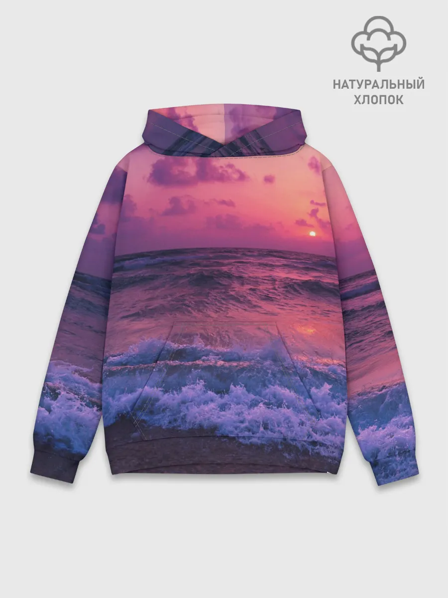 Худи мужской база хлопок / Закат на берегу