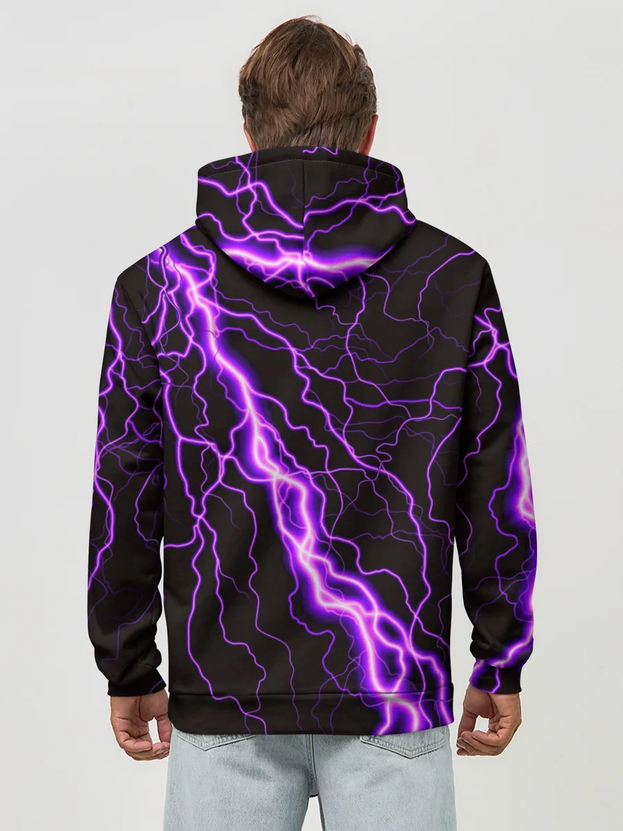 Худи мужской база хлопок / GENSHIN IMPACT МОЛНИЯ НЕОН