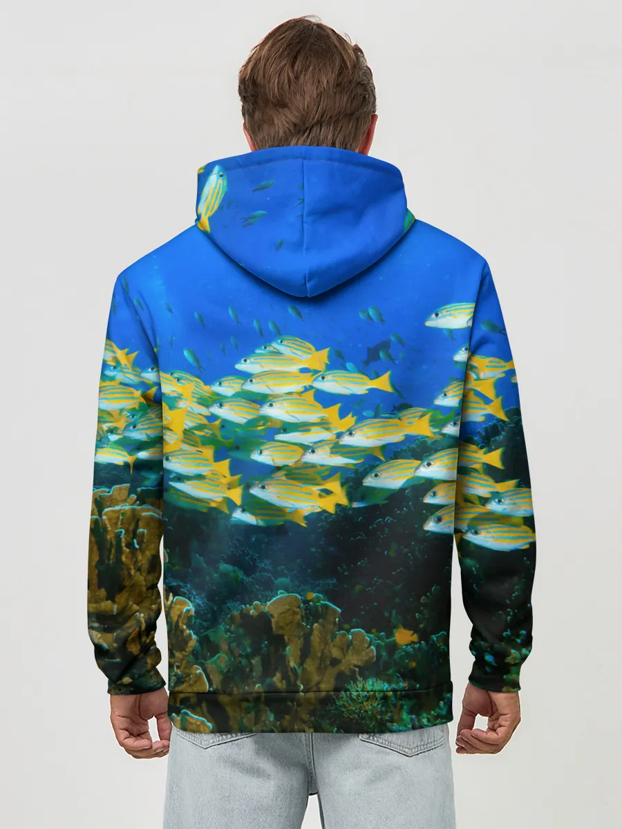 Худи мужской база хлопок / Коралловые рыбки