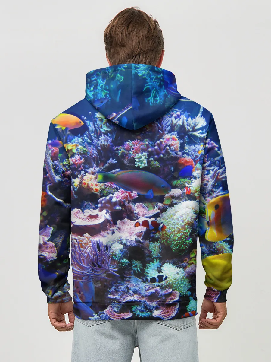 Худи мужской база хлопок / Коралловые рыбки