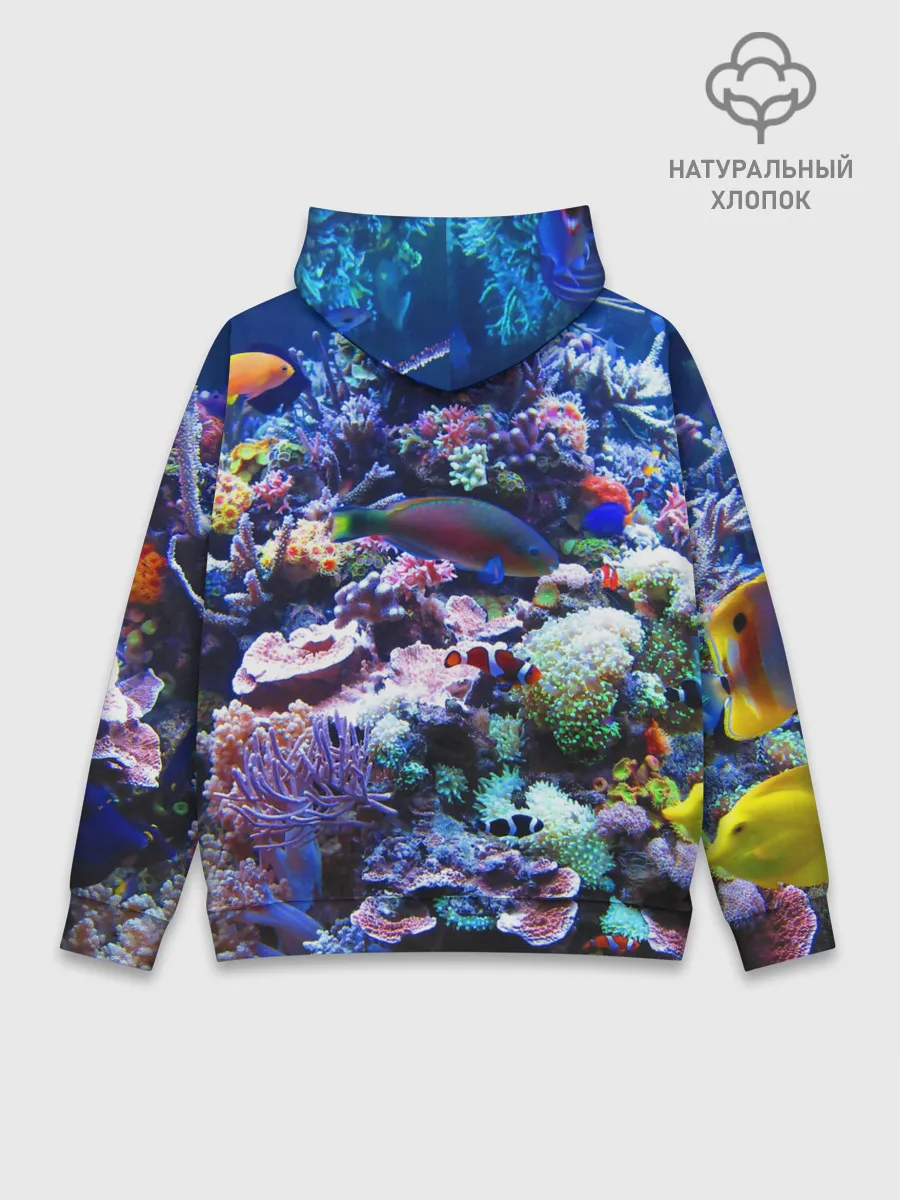 Худи мужской база хлопок / Коралловые рыбки