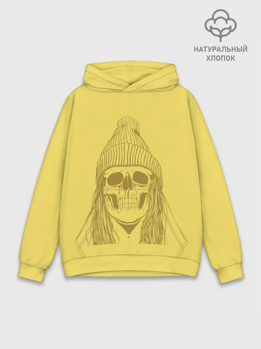 Худи мужской база хлопок / Черно БелЫй ЧереП