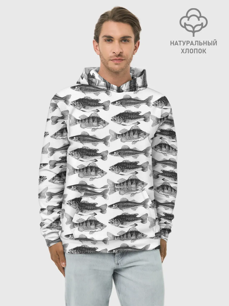 Худи мужской база хлопок / рыбки