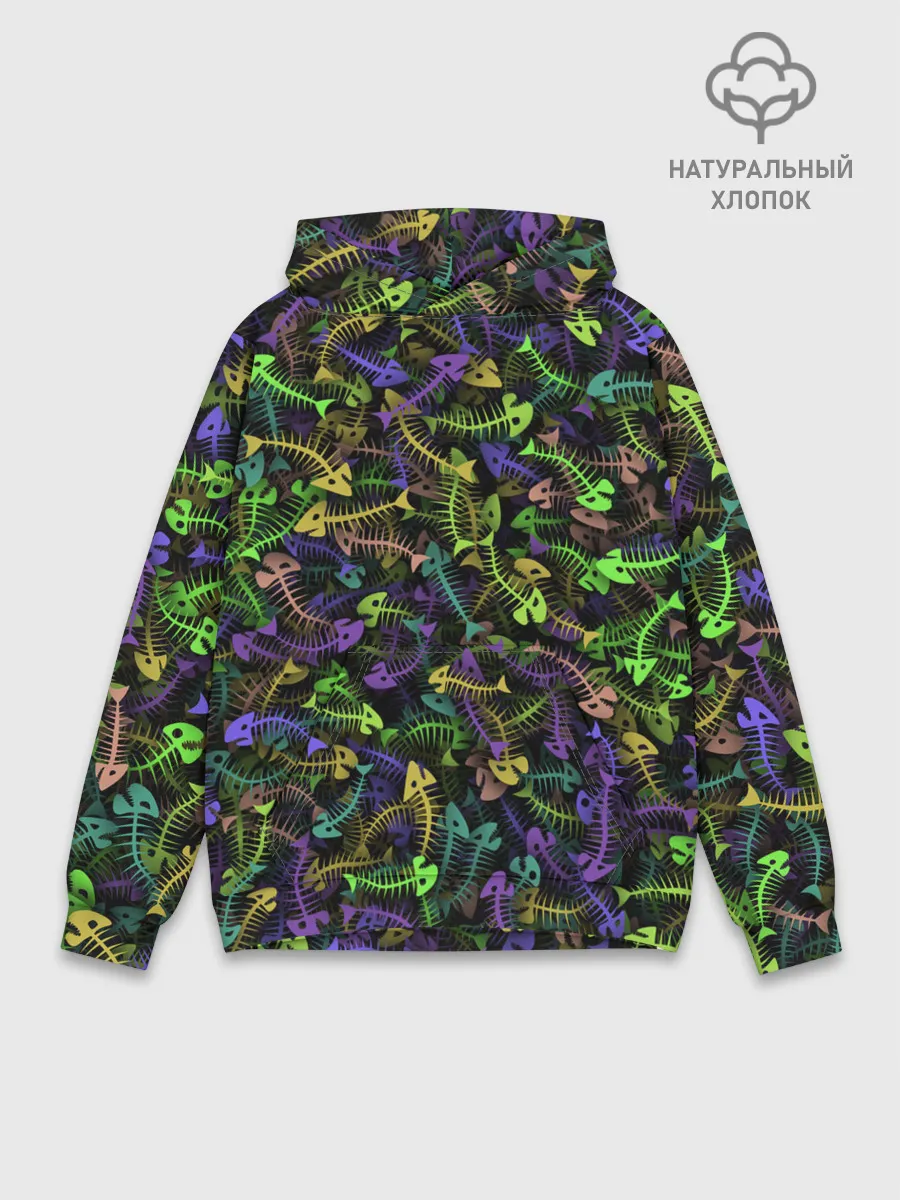 Худи мужской база хлопок / Neon Fish Bone