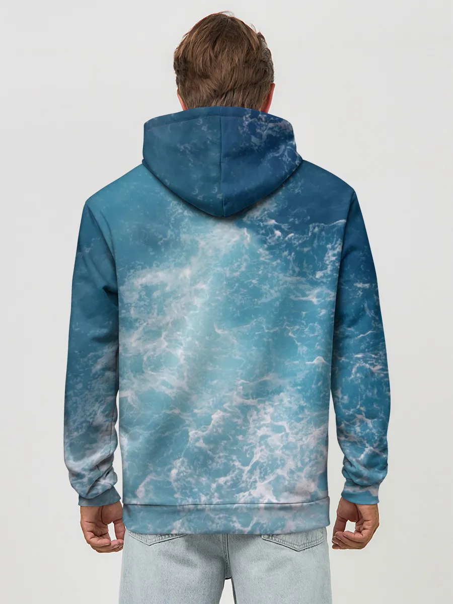 Худи мужской база хлопок / Дельфин в море