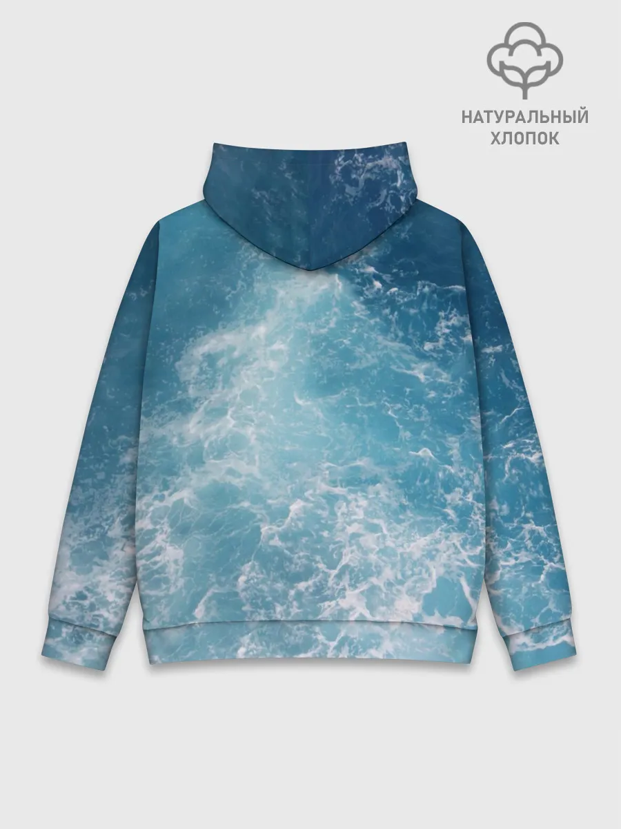Худи мужской база хлопок / Дельфин в море