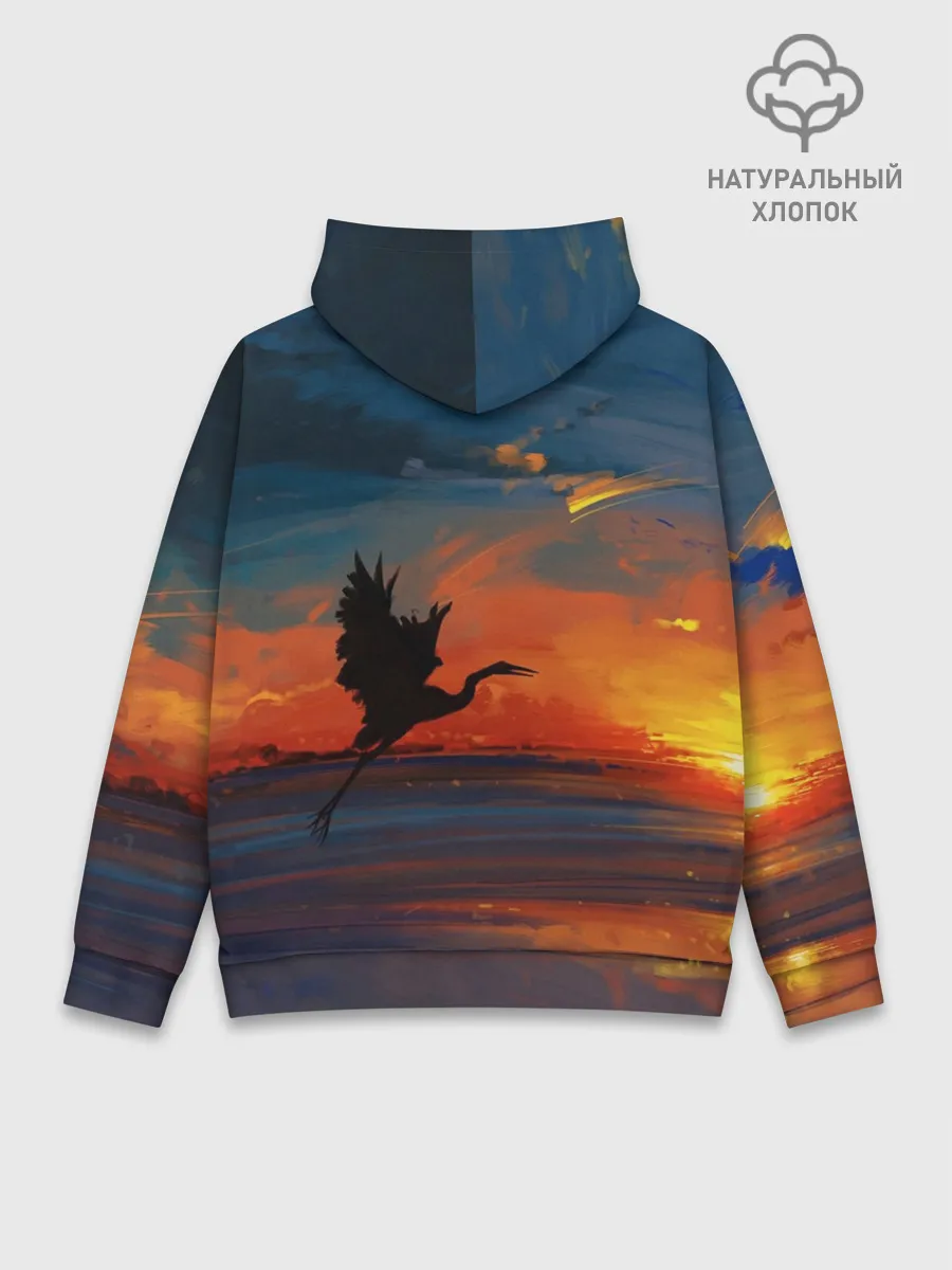 Худи мужской база хлопок / Прибрежный закат