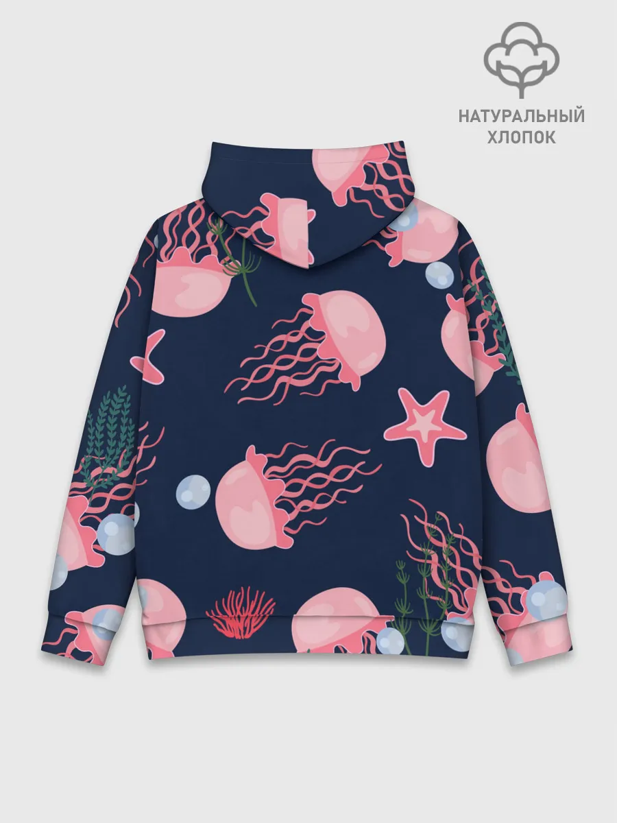 Худи мужской база хлопок / розовые медузы