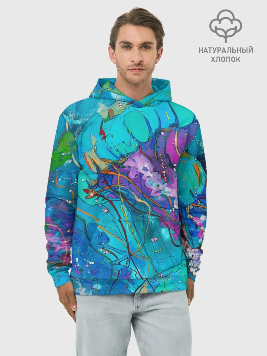 Худи мужской база хлопок / Красочная медуза
