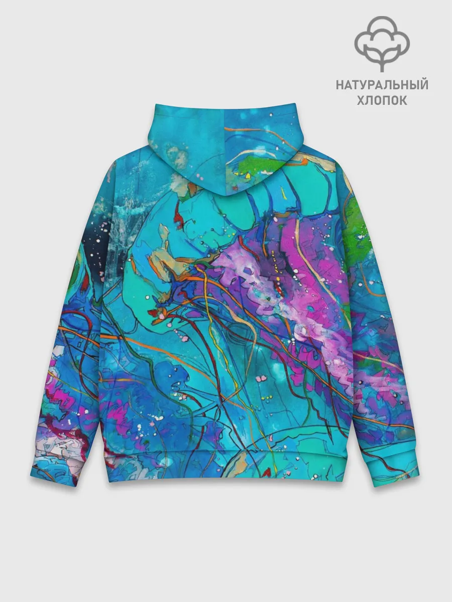 Худи мужской база хлопок / Красочная медуза
