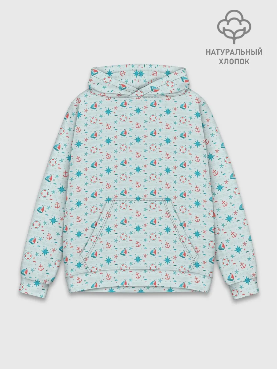 Худи мужской база хлопок / Морской узор